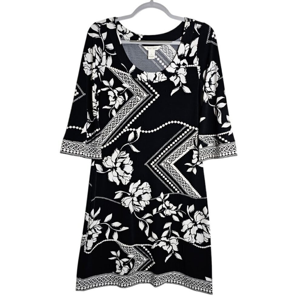 WHITE HOUSE BLACK MARKET 3/4 Sleeve Dress size S BLACK & WHITE FLORAL CLEARANCE! - Picture 1 of 7